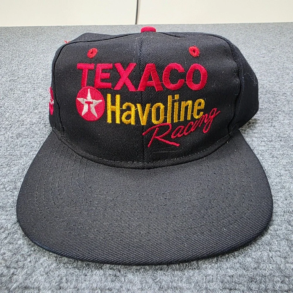 Vintage Texaco Havoline Racing Ernie Irvan NASCAR Snapback Hat Black Red‎ Yellow